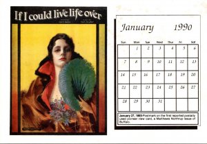 Calendar Card January 1990 If I Could Live Life Over