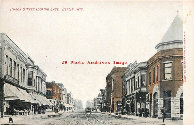 WI, Berlin, Wisconsin, Huron St, Looking East,Business Section, Kropp  No 3835