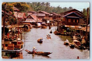 Thailand Postcard View of Khlong or Canal Dwellers 1978 Vintage Posted