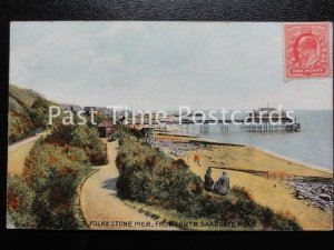 c1904, Folkstone Pier, from Lower Sandgate Rd (King Ed 1d Stamp on Front, clean)