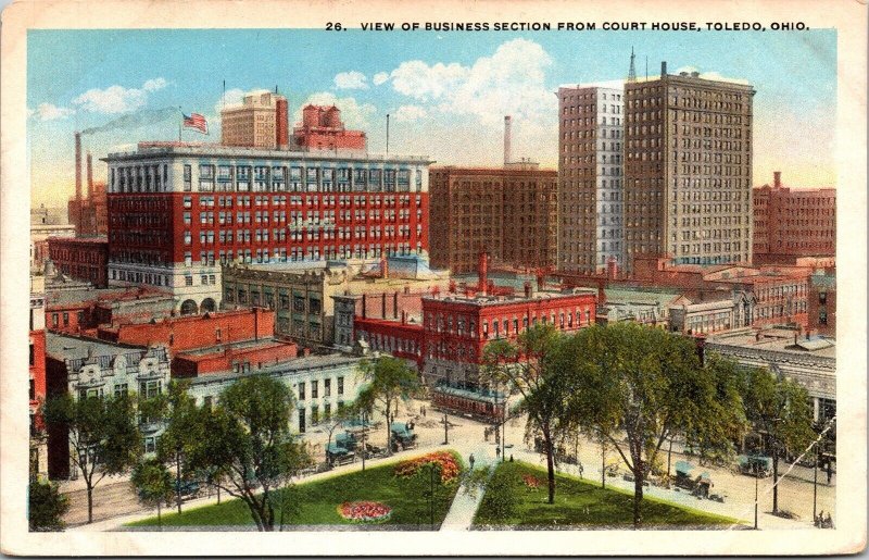 View Business Section Court Houe Toledo Ohio OH WB Postcard VTG UNP Curt Teich