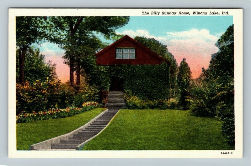 Winona Lake IN- Indiana, Billy Sunday Home, Christian Assembly, Chrome Postcard