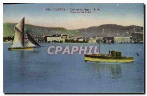 Postcard Old Cannes Beach View Boat