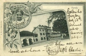 ceylon, KANDY, Queen's Hotel, Native Kandyan Girl (1903) Multiview Postcard