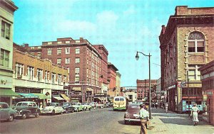 New Britain CT West Main Street Storefronts Bus Old Cars, Postcard