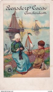 ADV: Bensdorp's Cacoa, Amsterdam, Dutch children at the water side, Sailing V...