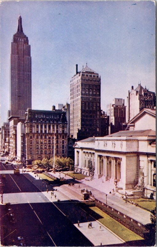 View Public Library 5th Ave 42nd Street New York City NY Chrome Postcard VTG UNP 