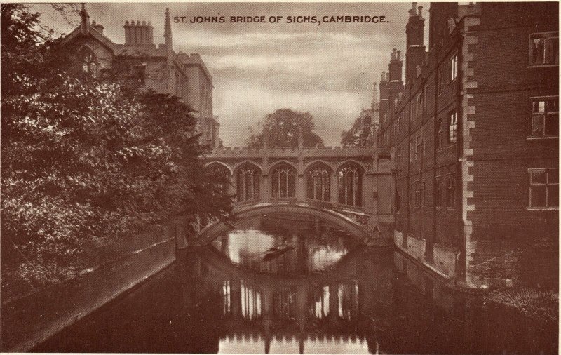 VINTAGE POSTCARD ST. JOHN'S BRIDGE OF SIGHS CAMBRIDGE UK PUBL. E.T.W DENNIS SONS