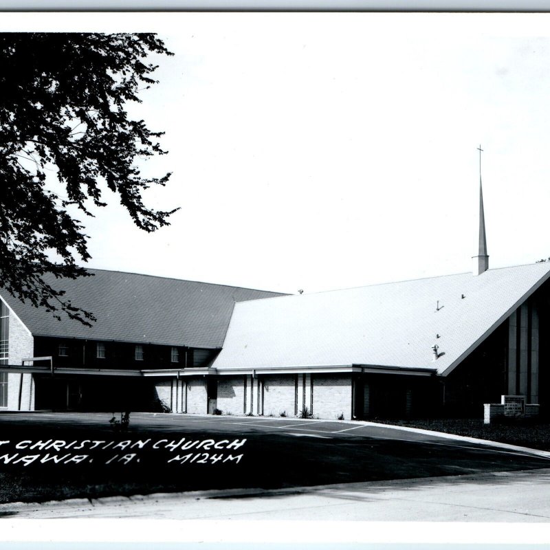 c1960s Onawa, IA RPPC First Christian Church Building Real Photo Postcard A103
