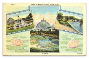 Postcard Scenes At Belle Isle Park Detroit Michigan c1946 Multi-View Card