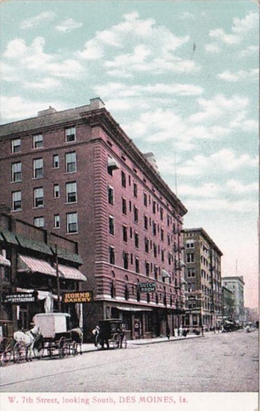 Iowa Des Moines West 7th Street Looking South 1909