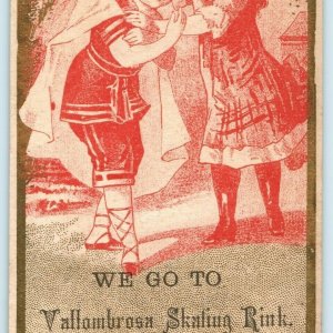 1880s Boston Vallombrosa Rink Livesy World Champ Skater Schedule Trade Card C8