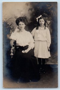 Lubec Maine ME Postcard RPPC Photo Mother And Daughter Studio 1909 Antique