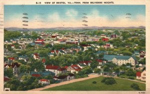 Vintage Postcard 1942 View Bristol Virginia - Tennessee From Belvedere Heights