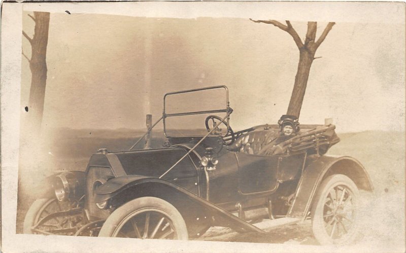 F79/ Interesting Real Photo RPPC Postcard c1910 Early Automobile Girl 13