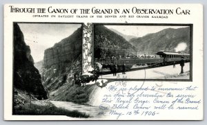 Grand Black Canon~Observation Car Adv~Denver Daylight Train~1906 B&W Art Nouveau