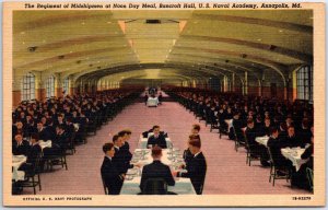 VINTAGE POSTCARD NOON DAY MEAL AT THE U.S. NAVAL ACADEMY AT ANNAPOLIS MD 1930s