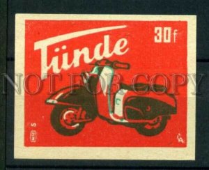 500721 HUNGARY TUNDE motorcycle ADVERTISING Old match label