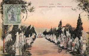 CEMETERY GENERAL AVENIDA PRINCIPAL PERU TO GUADELOUPE POSTCARD (c. 1909)