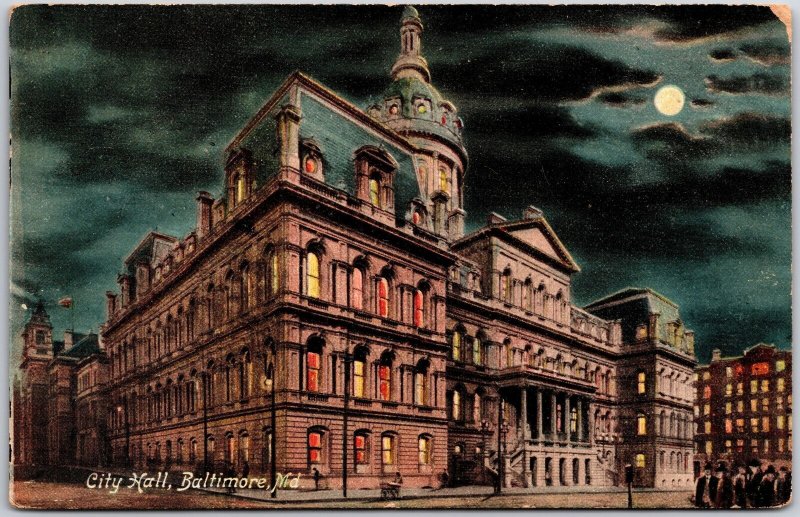 1917 City Hall Baltimore Maryland MD Government Office Building Posted Postcard