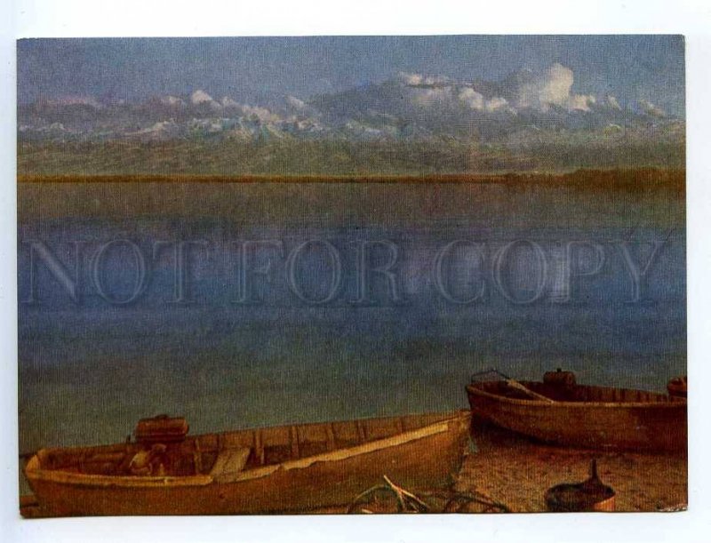 238944 Kyrgyzstan Issyk-Kul lake evening old postcard