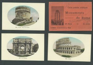 Ca 1913 Post Card Rome Italy 7 Monuments Vignette Style W/Wrapper