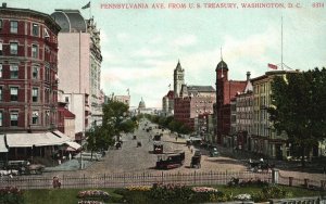 Vintage Postcard 1910's View of Pennsylvania Ave. From US Treasury Washington DC