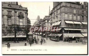 Rouen - Quays and Rue Grand Pont - Old Postcard