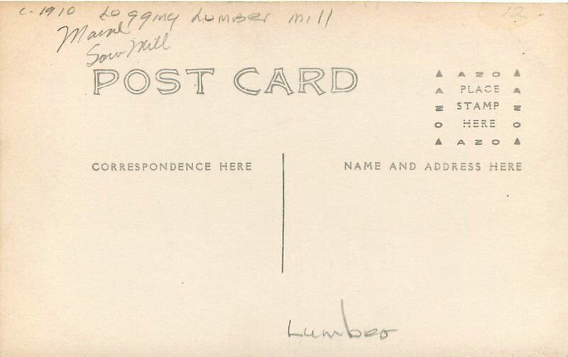 C-1910 Logging Lumber Mill Occupation RPPC Photo Postcard 22-7907
