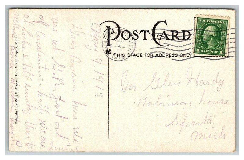 Vintage 1919 Postcard View of John Ball Park Gardens Grand Rapids Michigan