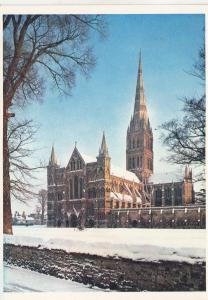 BF30476 salisbury cathedral in winter  Uk front/back image