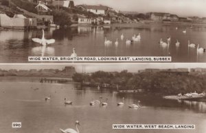 Brighton Road Lancing Sussex Water River Real Photo Old Postcard