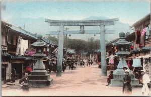 Japan Tokyo With Mount Fuji In Background Hand Tinted Postcard C170