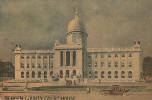 Old Open Top Saloon Car at Bergen County Court House USA Old Postcard