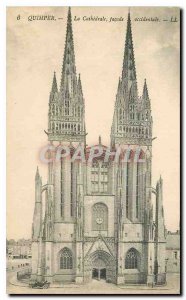 Old Postcard The Cathedral Quimper western façade