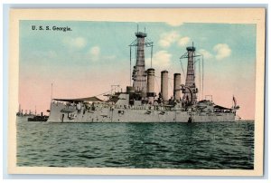 c1910 USS WWI Battleship United State Navy Georgia GA Vintage Antique Postcard 