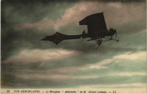 PC AVIATION, MONOPLAN ANTOINETTE DE HUBERT LATHAM, Vintage Postcard (b38187)