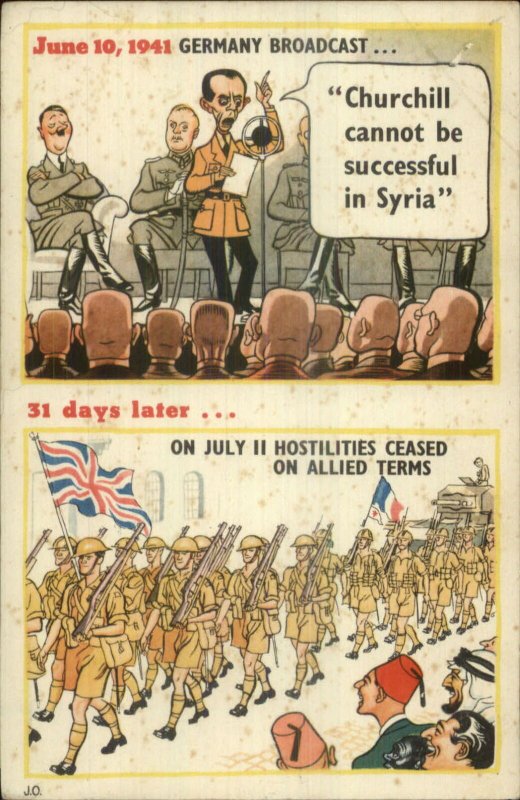 WWII Anti Hitler Anti Nazi Comic Satire Propaganda - Syria Postcard