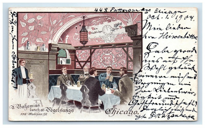 1904 Private Mailing Card Vogelsangs Restaurant Advertising Chicago IL Postcard