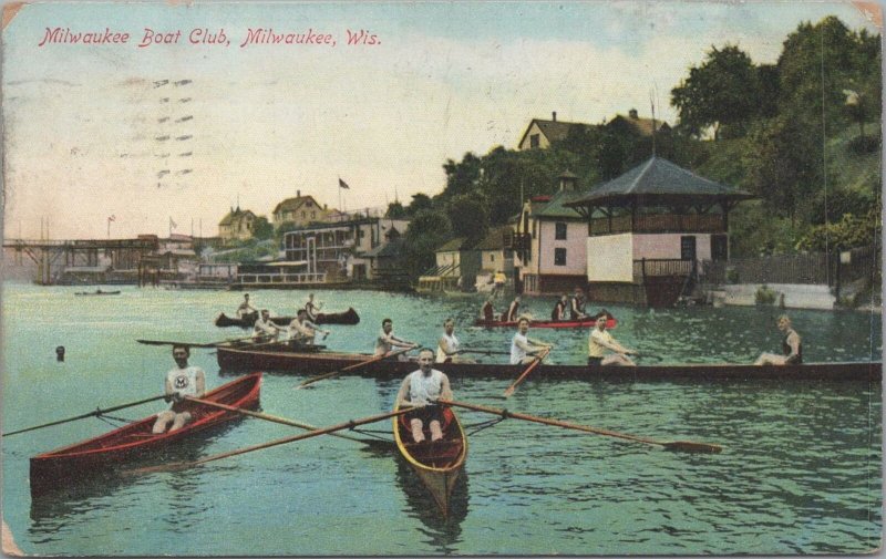 Postcard Milwaukee Boat Club Milwaukee WI 1909