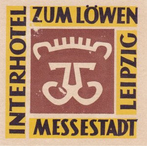 Germany Leipzig Interhotel Zum Loewen Vintage Luggage Label sk2575