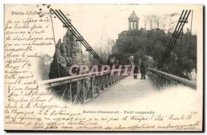 Old Postcard Paris Buttes Chaumont Suspension Bridge