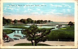 Postcard Alabama A Scene at Bayou la Batre near Mobile Boats Old Cars 1922 V187