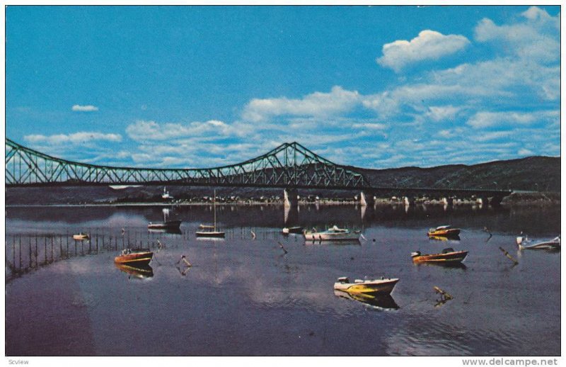 The Restigouche River and Interprovincial Bridge, Campbellton,  N.B.,  Canada...