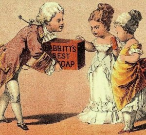 Large 1880's B.T. Babbitt's Baby Soap Colonial Style Man & Ladies 7F