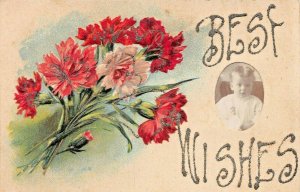 BEST WISHES ~OPENING FOR YOUNG CHILD'S PHOTO~1909  POSTCARD TO SPRINGFIELD MASS