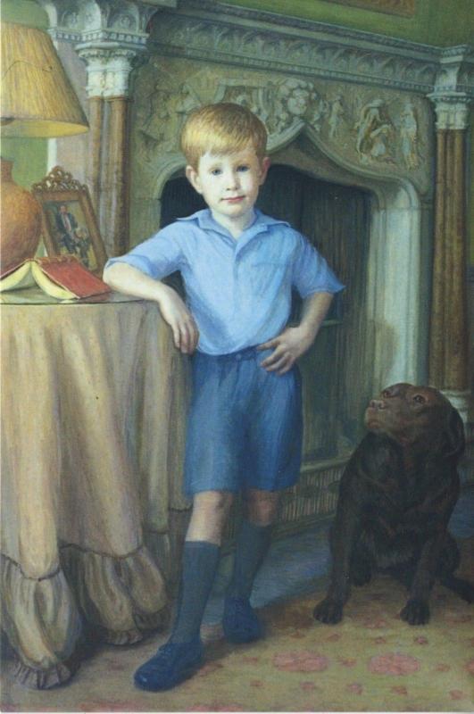 'Joseph' Rosemarie Timmis Artist Art Boy Child Dog Labrador Portrait Postcard C4