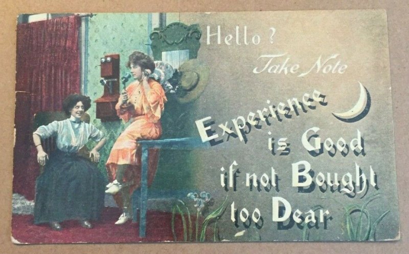 VINTAGE 1909 USED  POSTCARD - EXPERIENCE IS GOOD IF NOT BOUGHT TOO DEAR