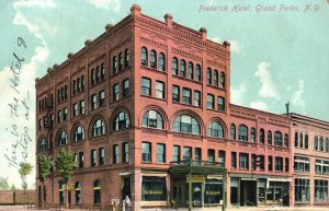 Grand Forks ND-North Dakota, 1911 View of Frederick Hotel, Vintage Postcard