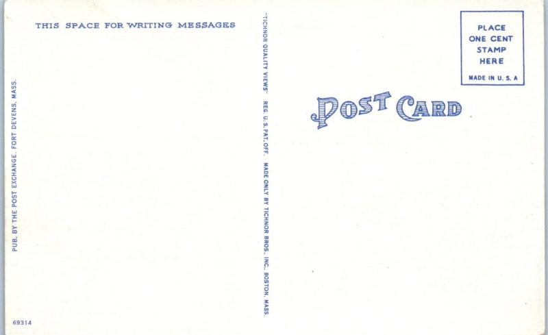 FORT DEVENS, MA    OFFICERS APARTMENTS   c1940s  Linen   Postcard